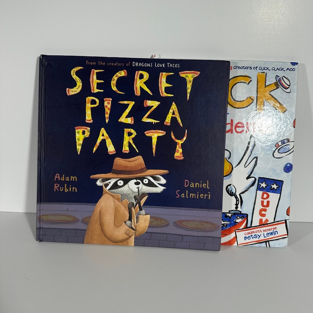 Secret Pizza Party and Duck for President Childrens‎ Book Bundle Hardcover 2pk